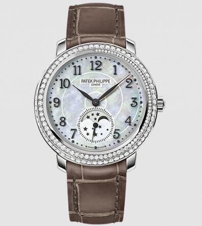 Replica Watch Patek Philippe Moonphase 4968 White Gold White Mother of Pearl 4968G-010